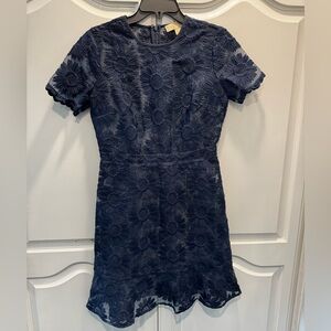 Michael Kors Navy Floral Lace Mini Dress